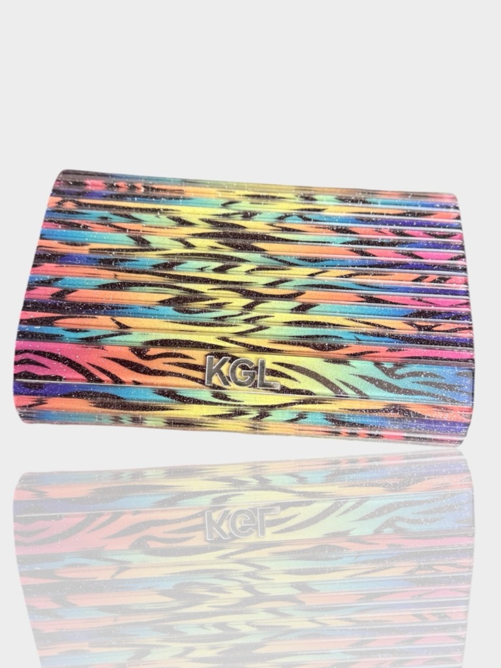 Kurt Geiger 🪢RARE Rainbow Zebra-Print Party Clutch - Picture 2 of 8